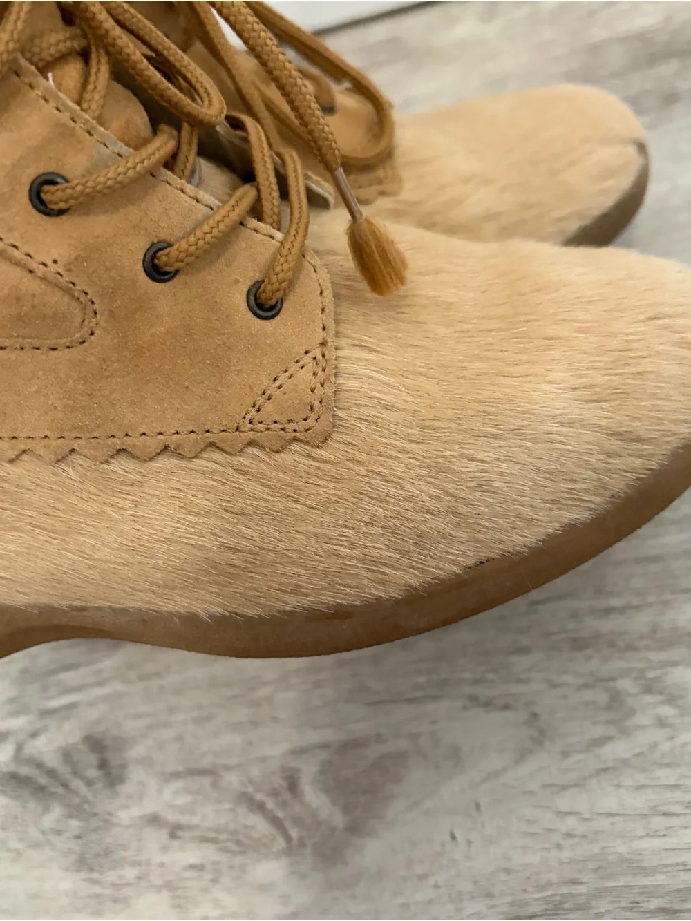 Vintage Tecnica Boots Womens Size 38 Tan Shearling Suede Aztec Southwestern
